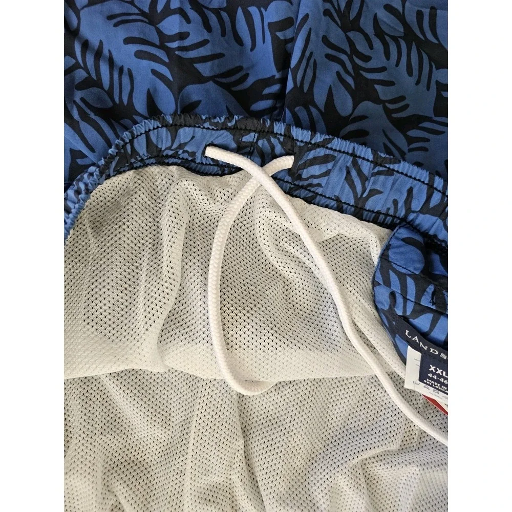Lands' End Tropical Palm Leaf Performance Swim Trunks Shorts Men's 2XL NWT